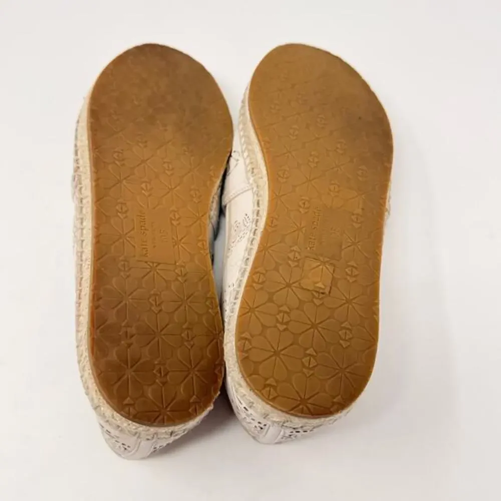 Kate‎ Spade New York Gwen Perforated Floral Espadrille Flats Ivory 10B Boho Chic